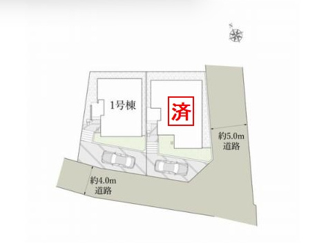 【仲介手数料０円】伊勢原市上粕屋第2期　新築一戸建て　1号棟　全2棟の区画図|【仲介手数料０円】伊勢原市上粕屋第2期　新築一戸建て　1号棟　全2棟