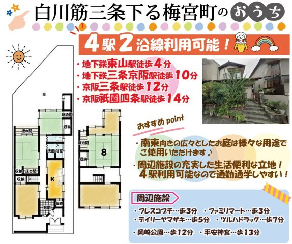 東・白川筋三条下る梅宮町の間取り