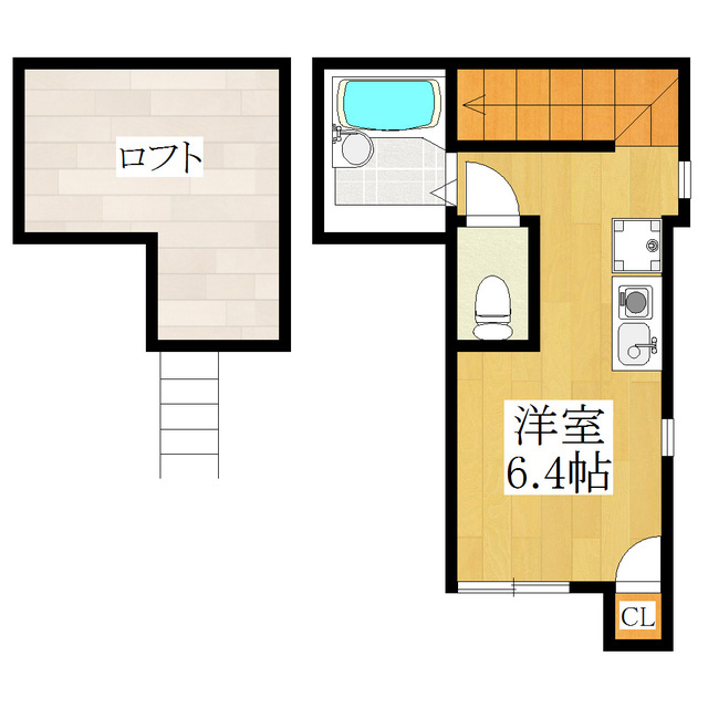 バーミープレイス王子Ⅱの間取り|人気のロフト付きのお部屋です