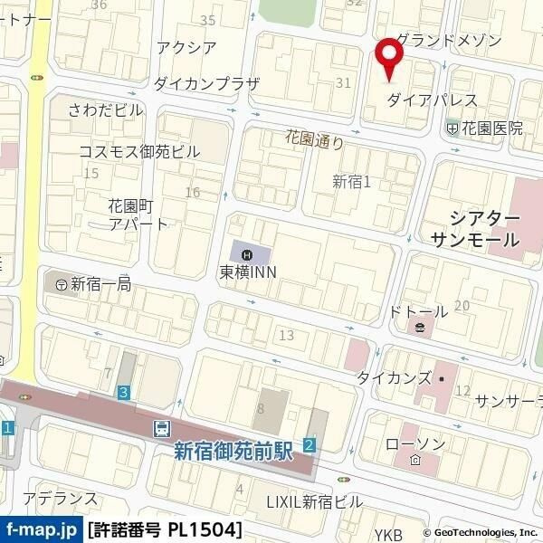 ダイアパレス新宿１丁目の地図