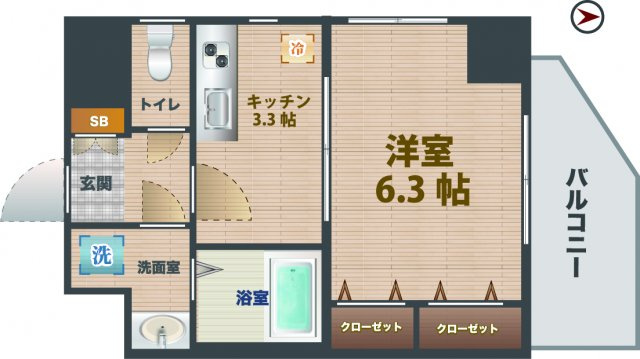 【間取り】 | シェル中野弥生町 | 1Kのお部屋です。