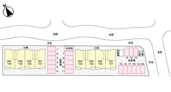 アヴァン　パルク　Ｗの区画図|駐車場