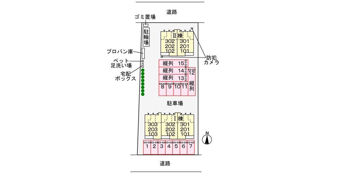 コテドパルクⅡの区画図|駐車場