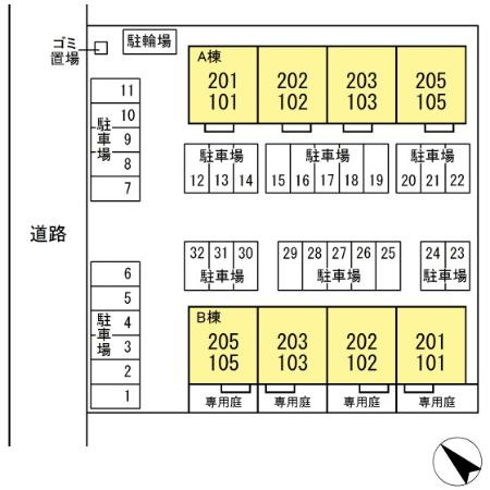 パークシティ土合　Aの区画図|配置図
