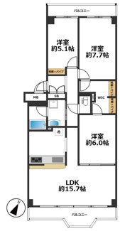 【間取り】 | 須磨パークヒルズA棟 | 全部屋洋室で収納が豊富な間取です♪