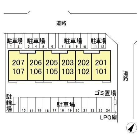 メゾンドール三笠の区画図|配置図