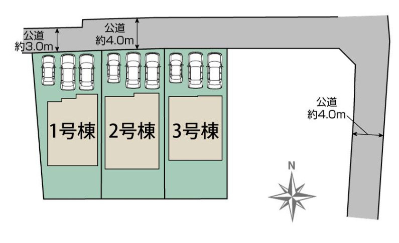 伊勢原市串橋　新築戸建　全3棟3号棟の区画図