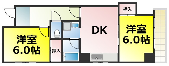 【間取り】 | サニーコーポ山中 仲介手数料無料