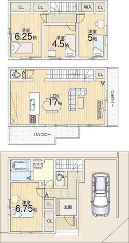 春日町　新築一戸建て　3期2号地の間取り