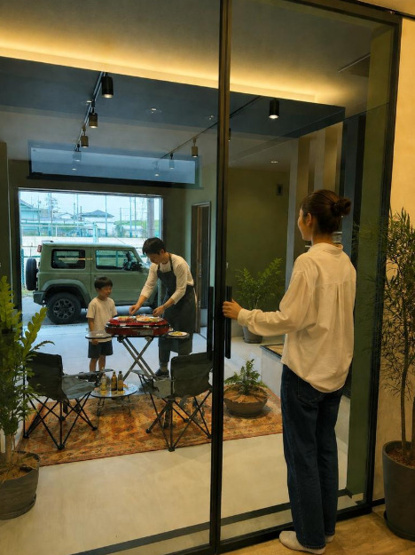 【内装】 | 東住吉区住道矢田3丁目　【2号地/全2棟】 | 1F洋室とガレージは一体感のある大きな窓で繋がっています☆