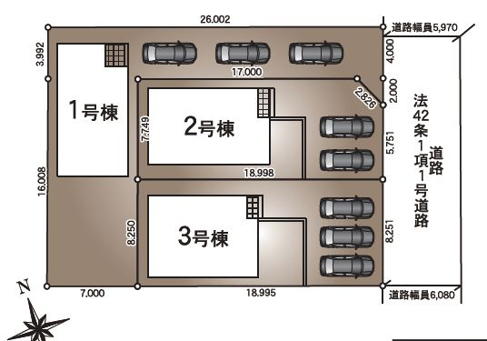都城市一万城町の新築一戸建の区画図