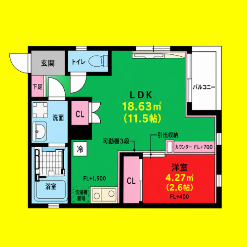 FORTUNATO(フォルトナート)　名古屋市賃貸　仲介手数料無料の間取り