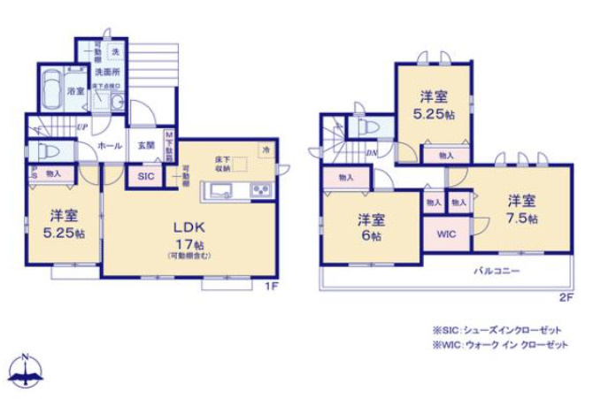 さいたま市見沼区大和田町2丁目197番　新築一戸建て　ハートフルタウン　Aの間取り|【全2棟・A号棟】さいたま市見沼区大和田町2丁目197番　新築一戸建て　ハートフルタウン　A・4LDK・土地面積193.15m2・建物面積101.43m2