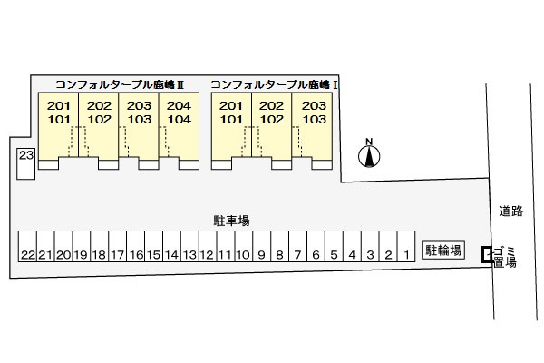 コンフォルターブル鹿嶋Ⅱの区画図