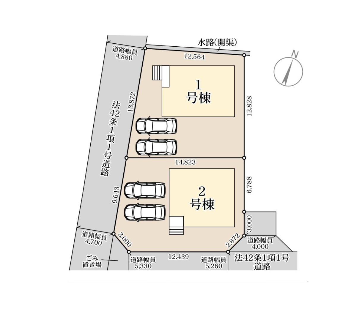 朝倉郡筑前町篠隈第1-2棟（2号棟）の区画図|配置図（2号棟）