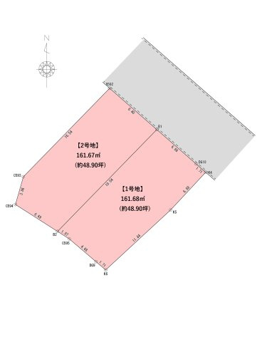蜷田若園三丁目（4期）の土地図|分筆案は計画中につき、面積に変動が生じる可能性がございます。