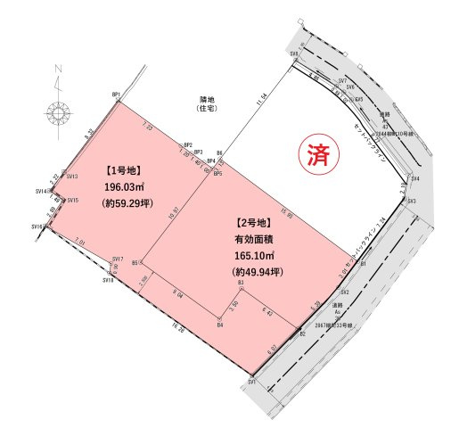柳町三丁目の土地図|分筆案は計画中につき、面積に変動が生じる可能性がございます。