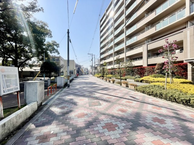 セントパークス平野公園のその他|建物前の通りはきれいに整えられており、歩きやすく開放感のある印象。周辺の緑も身近に感じられる住環境で
