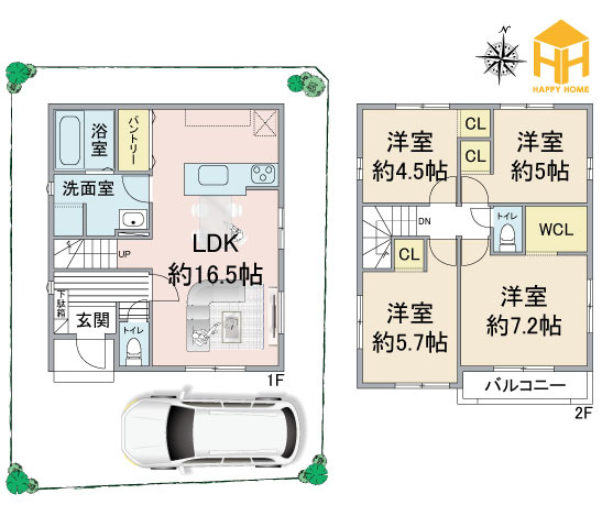 鈴原町9丁目新築一戸建て全3区画│4LDK+駐車1台可の間取り|※現況と図面が異なる場合現況を優先いたします。