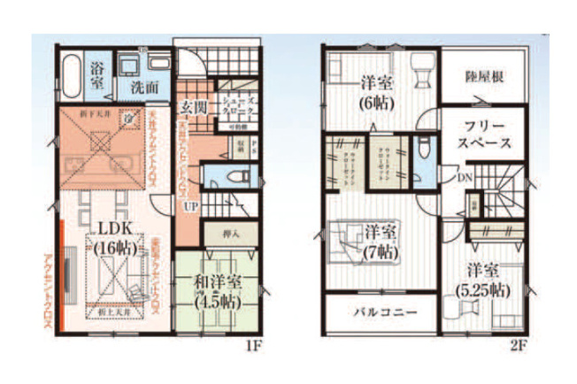 【間取り】 | 太田市牛沢町　グラファーレ | 16帖LDKに2箇所のWICやSIC、2階の広々フリースペースを備えた収納豊富な4LDKです。