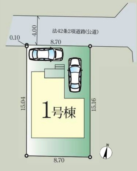 所沢市宮本町2丁目・全1棟　新築一戸建　～LDK20.1帖～の区画図|整形地・土地面積131.81平米（約39.87坪）カースペース2台