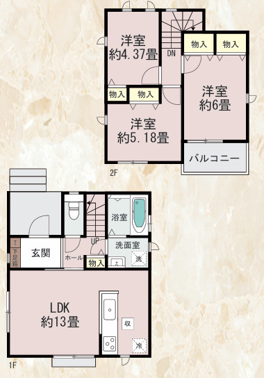 福岡市南区老司３丁目661番　B号棟の間取り