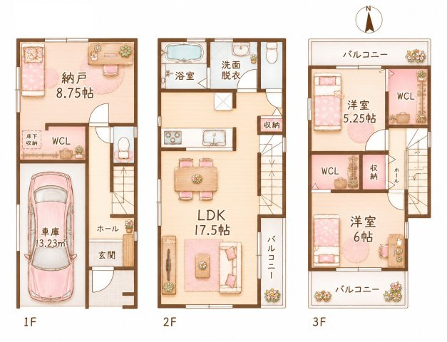 萱島南町　新築一戸建て　2号棟の間取り