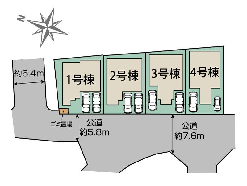 宝塚市山本野里2丁目新築一戸建の区画図