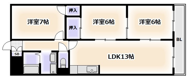 【間取り】 | ヴィラスリースター住之江