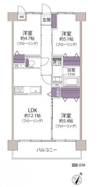 【間取り】 | コアマンション香椎南☆仲介手数料無料☆
