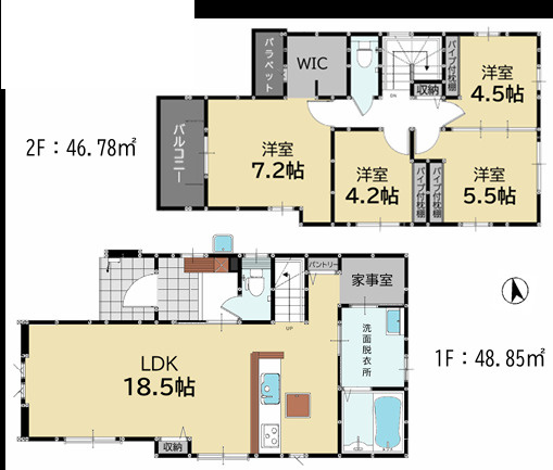 福岡市博多区浦田1丁目11期　５号棟の間取り