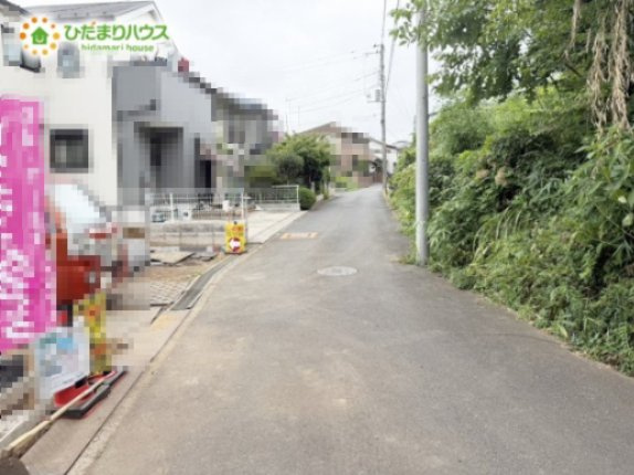 流山市平方433番　新築戸建　A号棟の前面道路含む現地写真|接道：南側4.5m公道