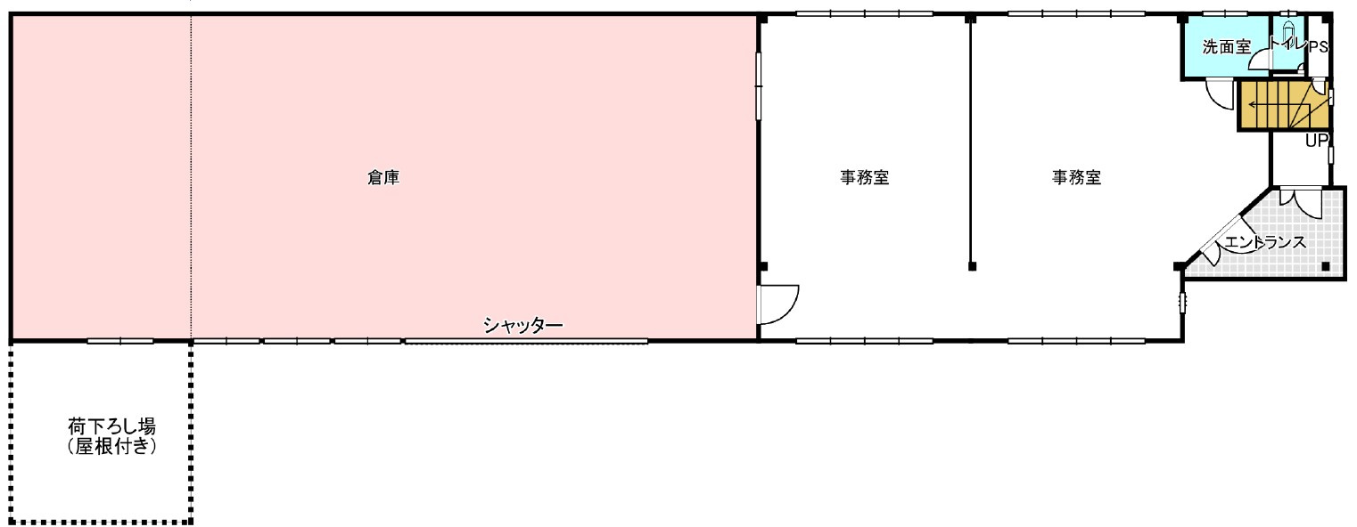 売事務所・倉庫の間取り|事務所・倉庫1階