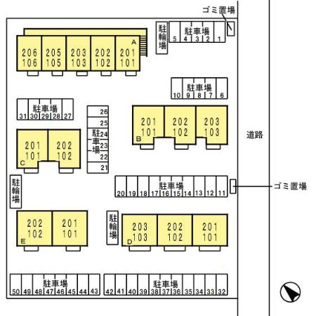 ラヴェスト・コート　Bの区画図|配置図