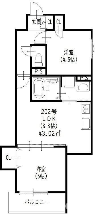クリエオーレ一津屋Ⅰの間取り