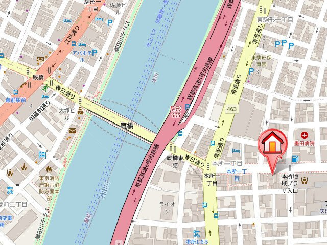 シーズンフラッツ蔵前春日通りの地図