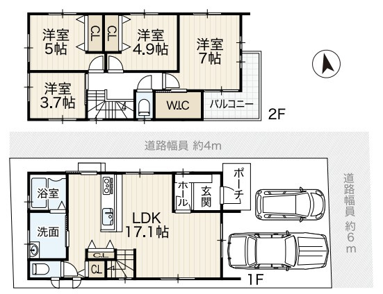 角地に付き開放感あり　桃山台3丁目　新築2区画　1号棟の間取り