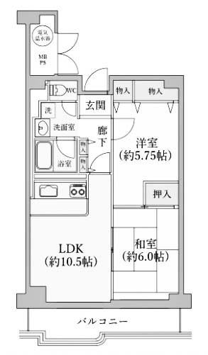【間取り】 | 壬生グランドハイツ | 専有面積53.16㎡