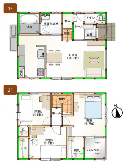 【間取り】 | 八尾市堤町2丁目 | 東南角地☆ZEH水準省エネ住宅☆オール電化☆2階建て♪【全洋室3LDK＋駐車スペース】寝室にウォークインクローク完備♪※同仕様モデルハウスのご内覧可能です♪