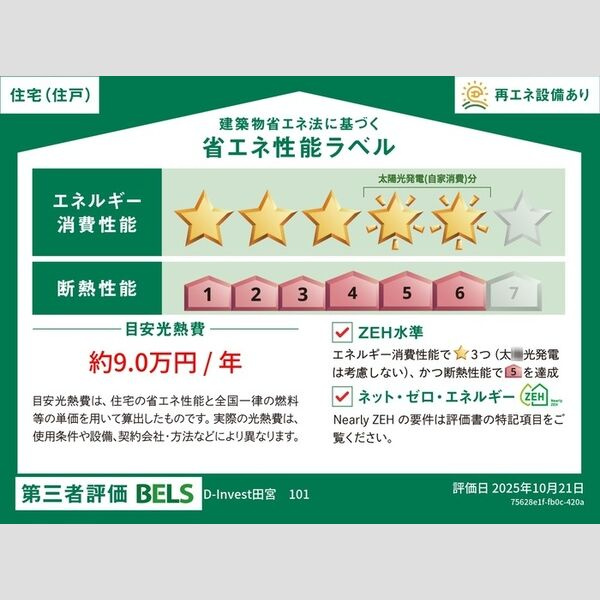 Ravewel 田宮の省エネ性能ラベル