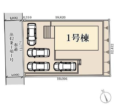第4石岡市山崎　新築戸建の区画図