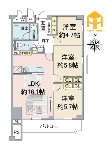 オリーブハイツ西宮の間取り|※現況と図面が異なる場合現況を優先いたします。