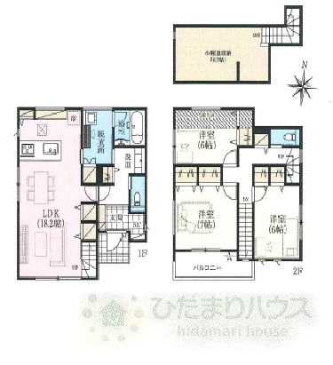 野田市清水公園東2丁目　新築戸建　2号棟の間取り|3LDK+SIC+WIC+固定階段付き小屋裏収納