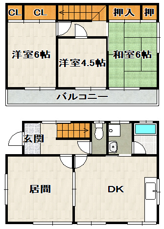 売布1丁目貸家の間取り