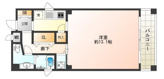 大阪市中央区松屋町住吉の賃貸マンションの間取り