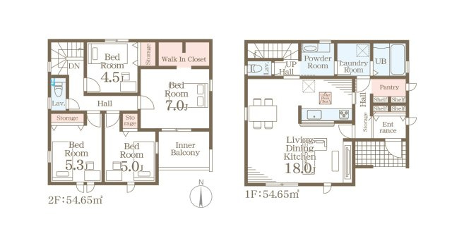 三養基郡基山町小倉第1-4棟（4号棟）の間取り|全居室収納付きで便利です。