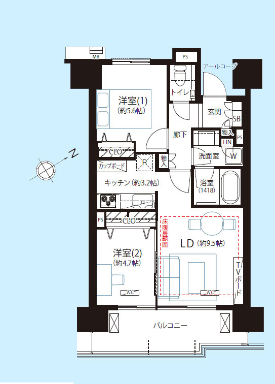 グランスイート三軒茶屋スカイテラスの間取り