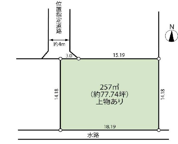 敷地面積77坪　売地　川越市福田