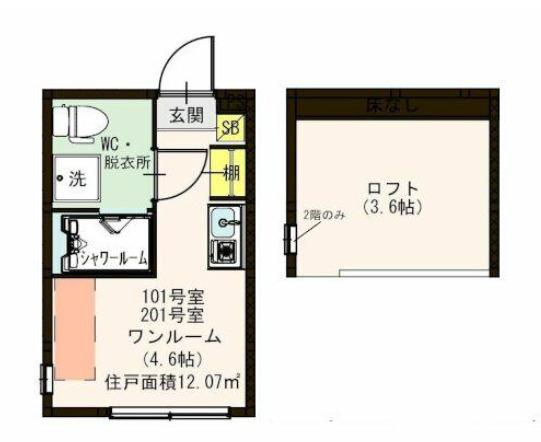 板橋区弥生町のアパートの間取り