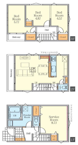 【間取り】 | 新築戸建の3LDKは、人気の間取りとなるため、数多くの物件を取り揃えています。広いリビングルームは、家族だけでなく、知人を呼んでの食事会にも対応可能です。3部屋あるので、子供部屋にすることも可能です。